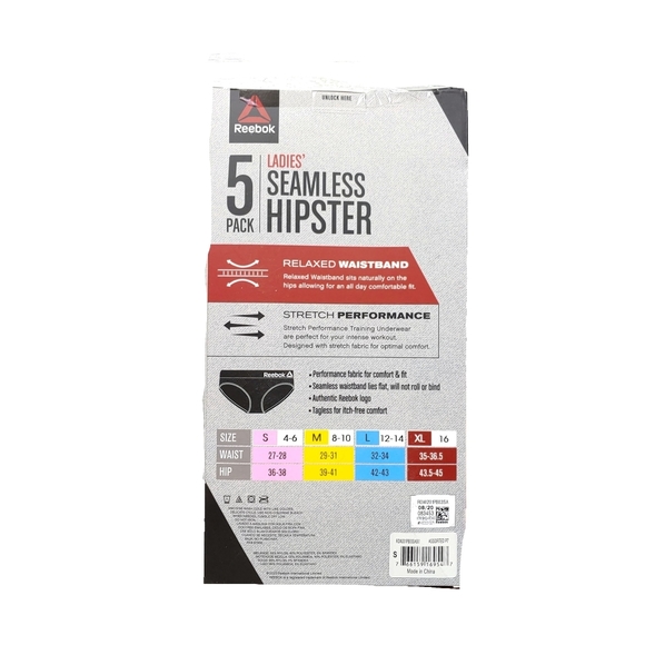 NEW Reebok 5 Pack Wmns S Seamless Hipster Panties - Picture 3 of 4